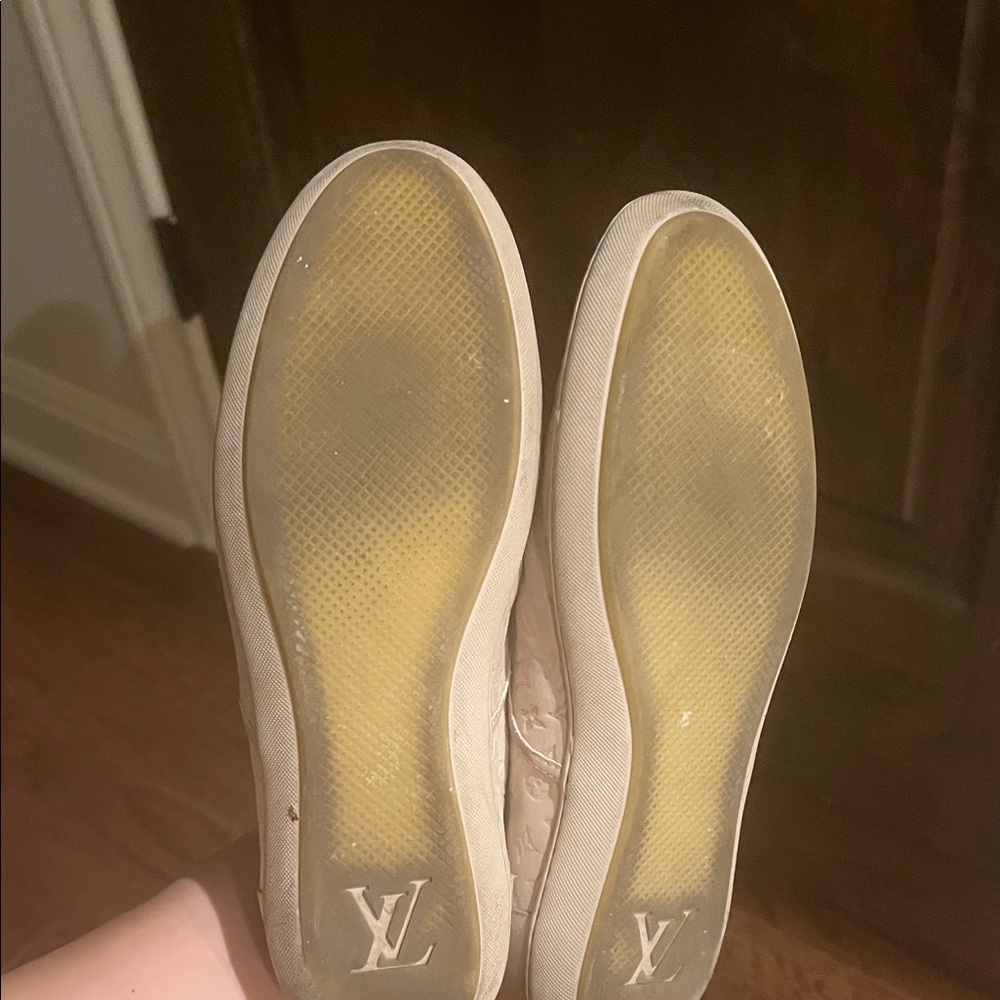 Louis Vuitton Powder Pink Monogram Nubuck Leather Popincourt Sneakers Size 37.5 - Picture 7 of 9